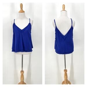 PHAROAH Xander Cami Tank Womens 2 Medium Blue Layered V-neck Strappy Top NEW
